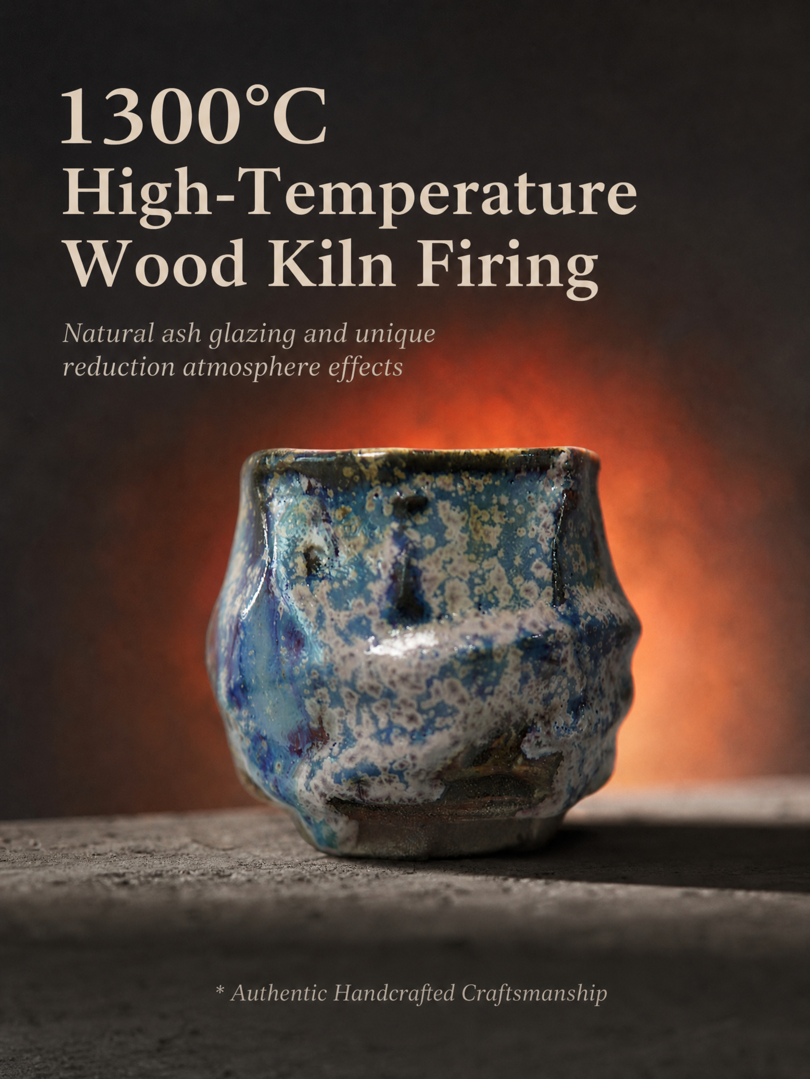 Reactive-Glaze Wood-Fired Ceramic Mug