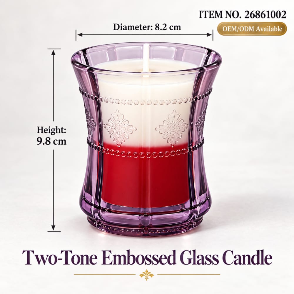 Two-Tone Embossed Glass Prayer Candle